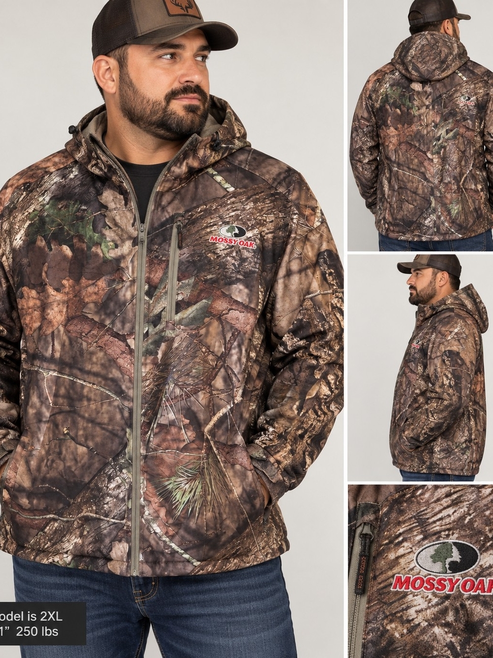 Mossy Oak Men's Realtree Camo Hooded Performance Jacket - Brown/Green